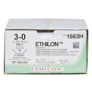 Ethilon™ Nylon PS-1 3/8 Circle Reverse Cutting Needle Size 3-0 Monofilament | SurgiMac Dental Supply