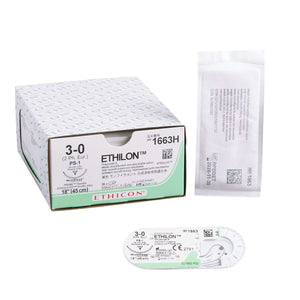 Ethilon™ Nylon PS-1 3/8 Circle Reverse Cutting Needle Size 3-0 Monofilament | SurgiMac Dental Supply