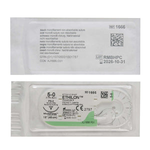 Ethilon™ Nylon PS-2 3/8 Circle Precision Reverse Cutting Needle Size 5-0 Monofilament | SurgiMac Dental Supply