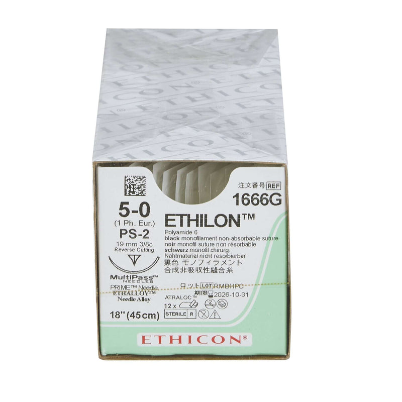 Ethilon™ Nylon PS-2 3/8 Circle Precision Reverse Cutting Needle Size 5-0 Monofilament | SurgiMac Dental Supply