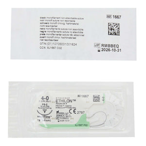 Ethilon™ Nylon PS-2 3/8 Circle Precision Reverse Cutting Needle Size 4-0 Monofilament | SurgiMac Dental Supply