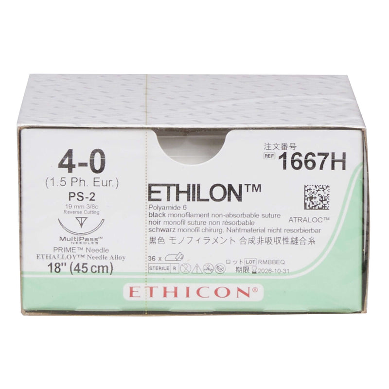 Ethilon™ Nylon PS-2 3/8 Circle Precision Reverse Cutting Needle Size 4-0 Monofilament | SurgiMac Dental Supply