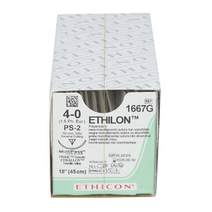 Ethilon™ Nylon PS-2 3/8 Circle Precision Reverse Cutting Needle Size 4-0 Monofilament | SurgiMac Dental Supply