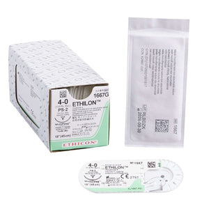 Ethilon™ Nylon PS-2 3/8 Circle Precision Reverse Cutting Needle Size 4-0 Monofilament | SurgiMac Dental Supply