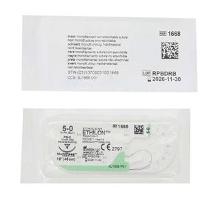 Ethilon™ Nylon PS-3 3/8 Circle Reverse Cutting Needle Size 5-0 Monofilament | SurgiMac Dental Supply