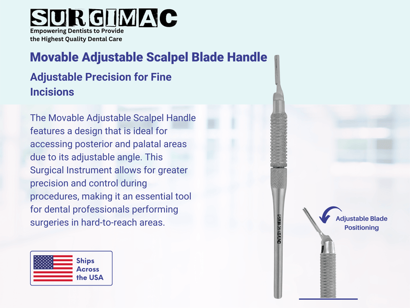 SurgiMac Movable Adjustable Scalpel Blade Handle, Stainless Steel, Pro Series, 1/Pk | SurgiMac Dental Supply