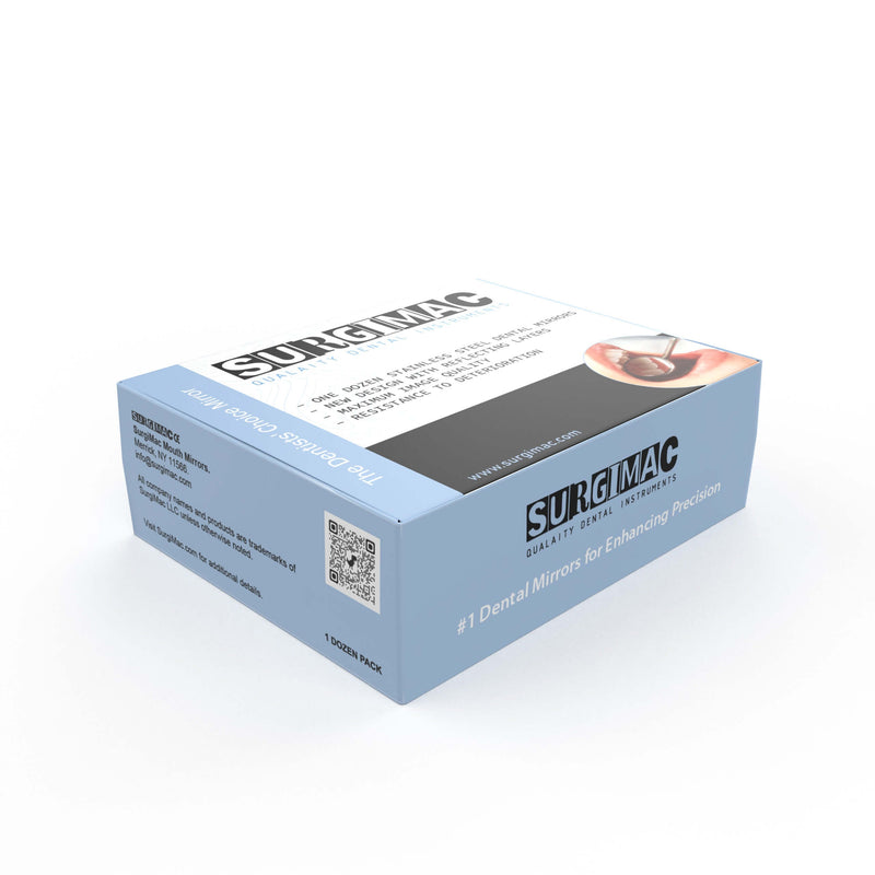 12 Pcs Rhodium Coated Dental Mirrors for Examination - Scratch Resistant, Anti-Fog, Stainless Steel Handle MIR03-CS