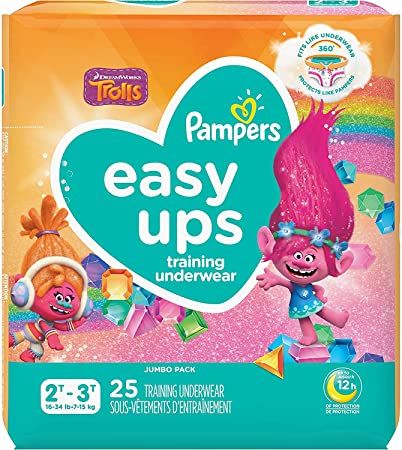 Procter & Gamble | Pampers Easy Ups Training Underwear, Pull On, Girls, Size 4, 2T-3T, 25/pk, 4pk/cs | 3700076549