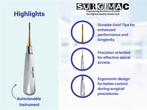 SurgiMac #301 Apical Elevator, Gold Tips, Stainless Steel, Air Series, 1/Pk | SurgiMac Dental Supply