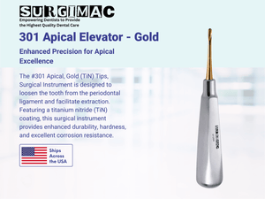 SurgiMac #301 Apical Elevator, Gold Tips, Stainless Steel, Air Series, 1/Pk | SurgiMac Dental Supply