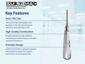 SurgiMac #301 Apical Elevator, Gold Tips, Stainless Steel, Air Series, 1/Pk | SurgiMac Dental Supply