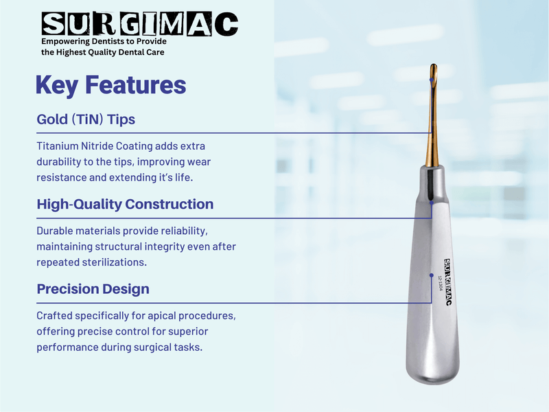 SurgiMac #301 Apical Elevator, Gold Tips, Stainless Steel, Air Series, 1/Pk | SurgiMac Dental Supply