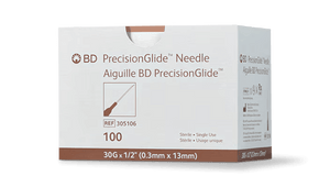 BD PrecisionGlide 30G x 0.5" Luer Lock Needle, Sterile, Tri-Bevel Tip | SurgiMac Dental Supply