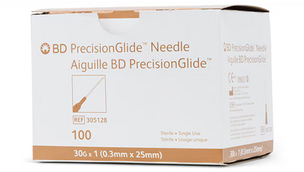 BD PrecisionGlide 30 gauge x 1" Luer Lock Needle for Wand. Specialty Use