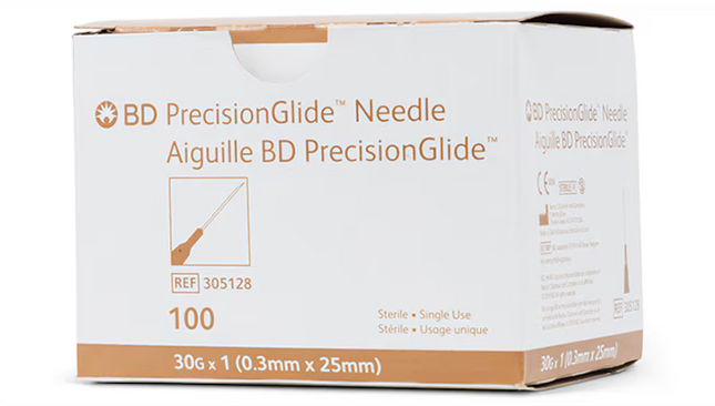 BD PrecisionGlide 30 gauge x 1" Luer Lock Needle for Wand. Specialty Use