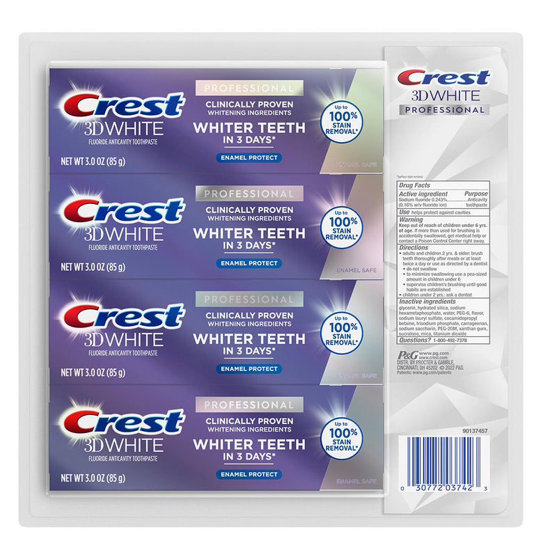Crest 3D White Professional Enamel Protect Toothpaste, 4 pk./3.0 oz. 305310