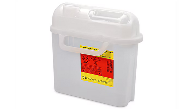 BD Patient Room Sharps Container, 5.4 qt, counterbalanced door, pearl