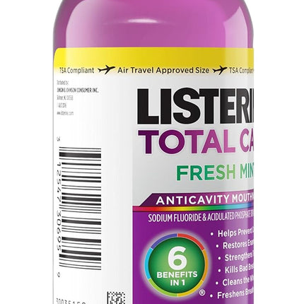 Listerine Total Care Anticavity Mouthwash, Fresh Mint, 3.2 Ounce (Pack of 24)