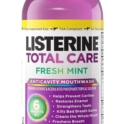 Listerine Total Care Anticavity Mouthwash, Fresh Mint, 3.2 Ounce (Pack of 24)