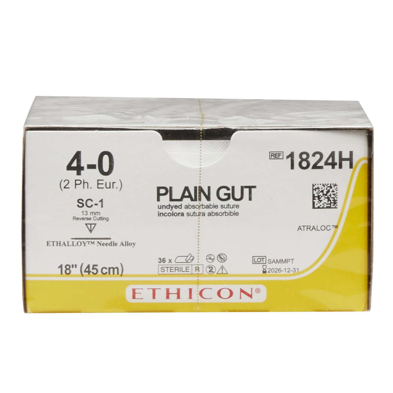 GUT PLAIN Plain Gut SC-1 Straight Reverse Cutting Needle Size 4-0 | SurgiMac Dental Supply