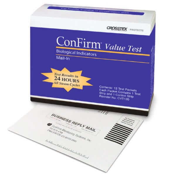 Crosstex ConFirm Value Test Biological Indicators Mail-In 52/Pkg CVT520 Confirm 2 Strip Value Test - 52/Box | SurgiMac Dental Supply