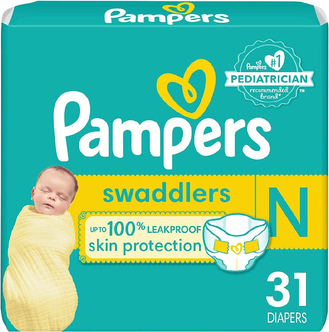 Procter & Gamble | Pampers Swaddlers Newborn Diapers, Size 0, 31/pk, 4pk/cs | 3700082835