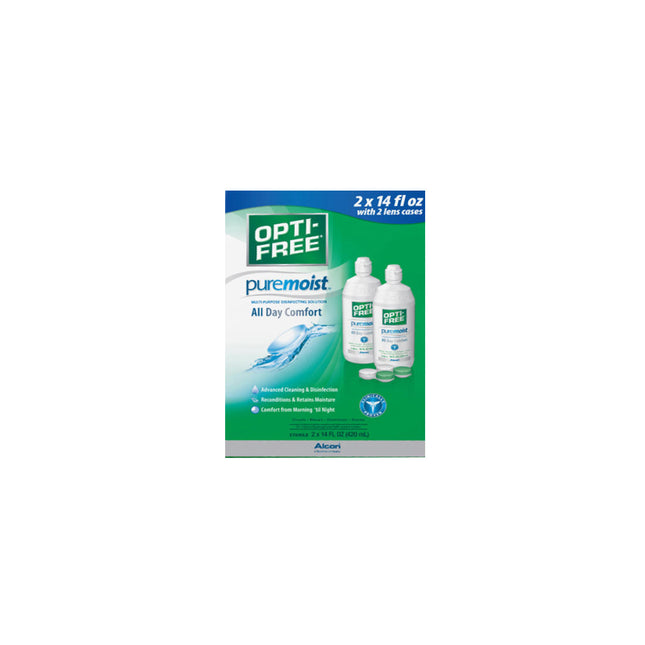 Opti-Free | Opti-Free PureMoist Contact Lens Care Solution, 2 pk./14 fl. oz. with 2 Lens Cases | 31443