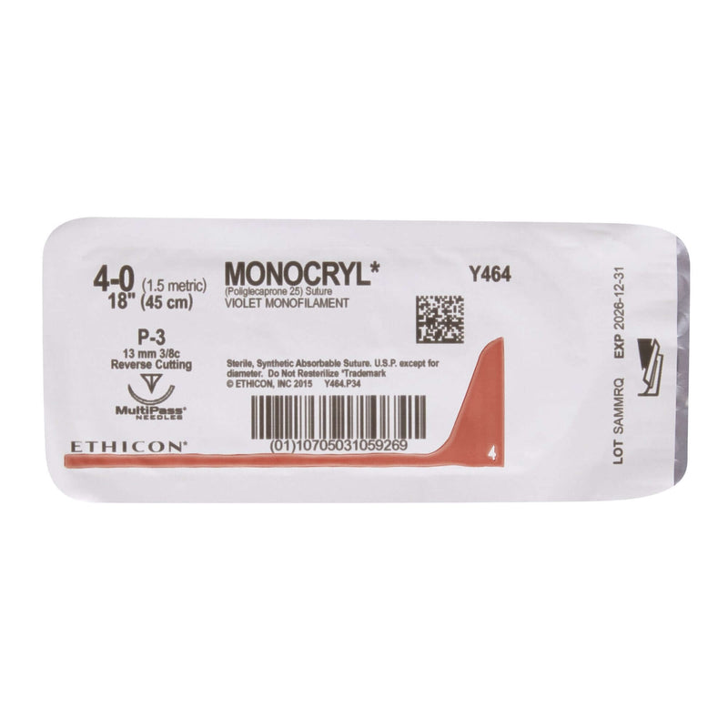 Monocryl™ Poliglecaprone P-3 3/8 Circle Precision Reverse Cutting Needle Size 4-0 Monofilament | SurgiMac Dental Supply