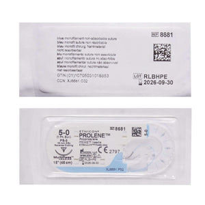 Prolene™ Polypropylene PS-3 3/8 Circle Reverse Cutting Needle Size 5-0 Monofilament | SurgiMac Dental Supply