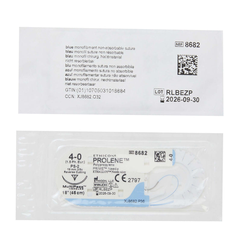 Prolene™ Polypropylene PS-2 3/8 Circle Precision Reverse Cutting Needle Size 4-0 Monofilament | SurgiMac Dental Supply