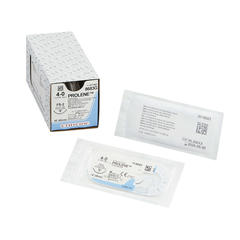 Prolene™ Polypropylene FS-2 3/8 Circle Reverse Cutting Needle Size 4-0 Monofilament | SurgiMac Dental Supply