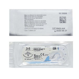 Prolene™ Polypropylene FS-1 3/8 Circle Reverse Cutting Needle Size 3-0 Monofilament | SurgiMac Dental Supply