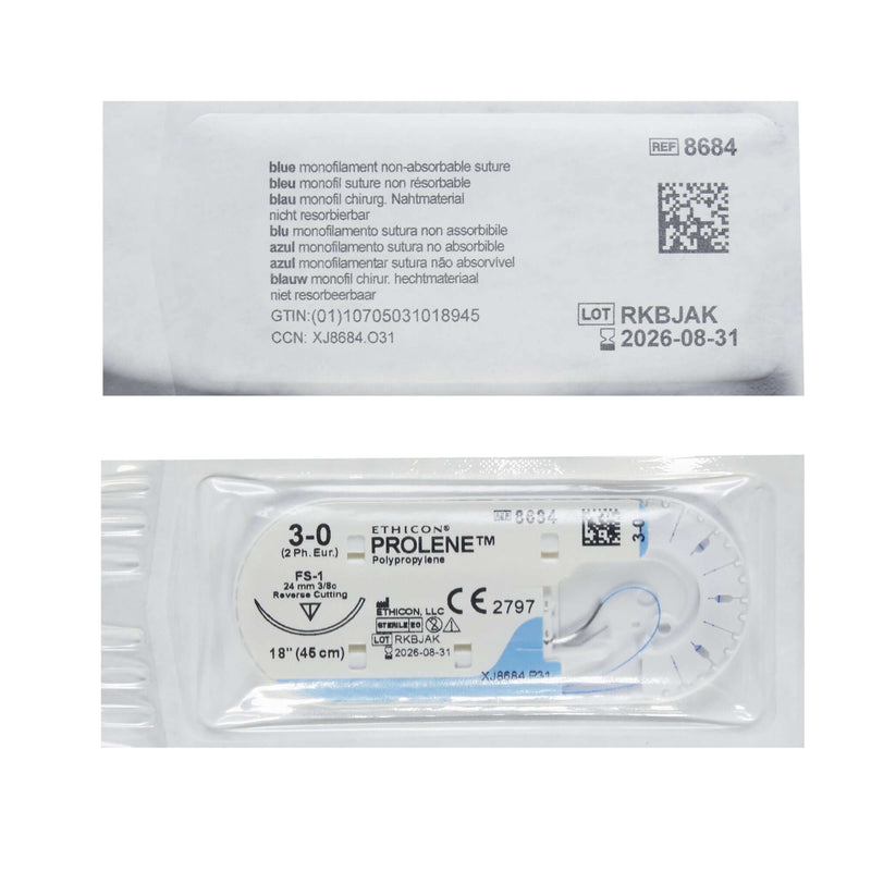 Prolene™ Polypropylene FS-1 3/8 Circle Reverse Cutting Needle Size 3-0 Monofilament | SurgiMac Dental Supply