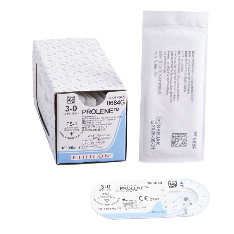 Prolene™ Polypropylene FS-1 3/8 Circle Reverse Cutting Needle Size 3-0 Monofilament | SurgiMac Dental Supply