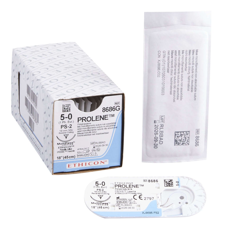 Prolene™ Polypropylene PS-2 3/8 Circle Precision Reverse Cutting Needle Size 5-0 Monofilament | SurgiMac Dental Supply