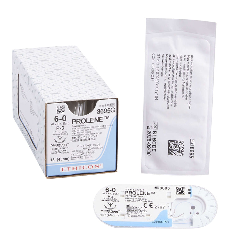Prolene™ Polypropylene P-3 3/8 Circle Precision Reverse Cutting Needle Size 6-0 Monofilament | SurgiMac Dental Supply