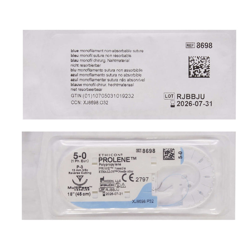 Prolene™ Polypropylene P-3 3/8 Circle Precision Reverse Cutting Needle Size 5-0 Monofilament | SurgiMac Dental Supply