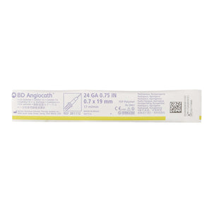 BD Angiocath 24G Peripheral IV Catheter 0.75" Yellow FEP Polymer Without Safety 381112-BX