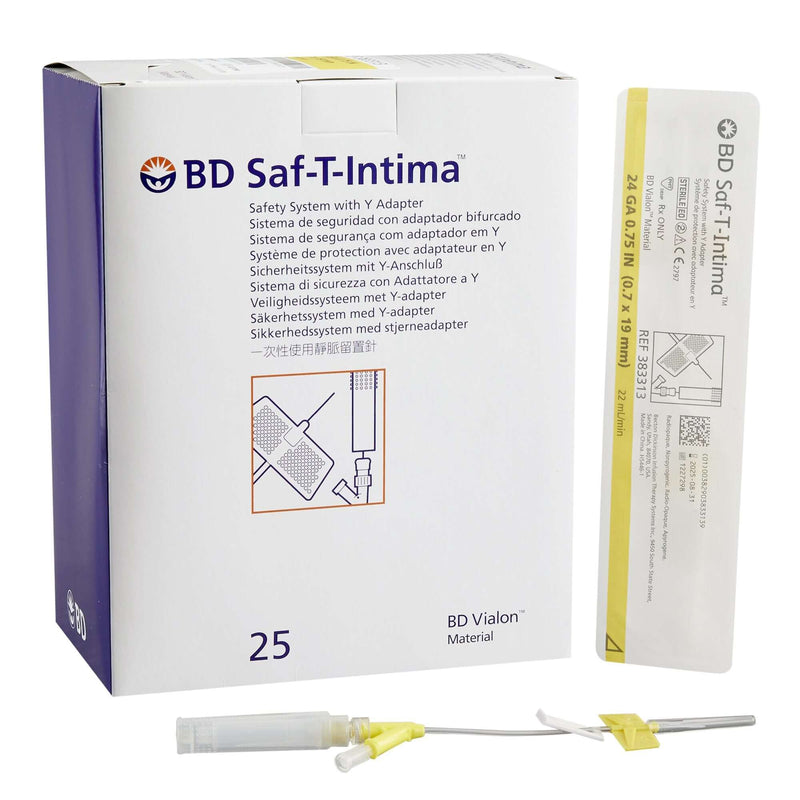 BD Saf-T-Intima™ 24G Retracting Safety Needle Closed IV Catheter 0.75 Inch - Enhanced Patient Safety 383313-25
