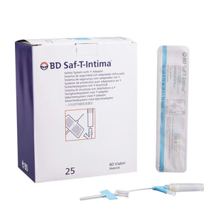 BD Saf-T-Intima 22G 3/4" Closed IV Catheter with Winged Hub & Blood Control - Sterile Vialon Material | SurgiMac Dental Supply