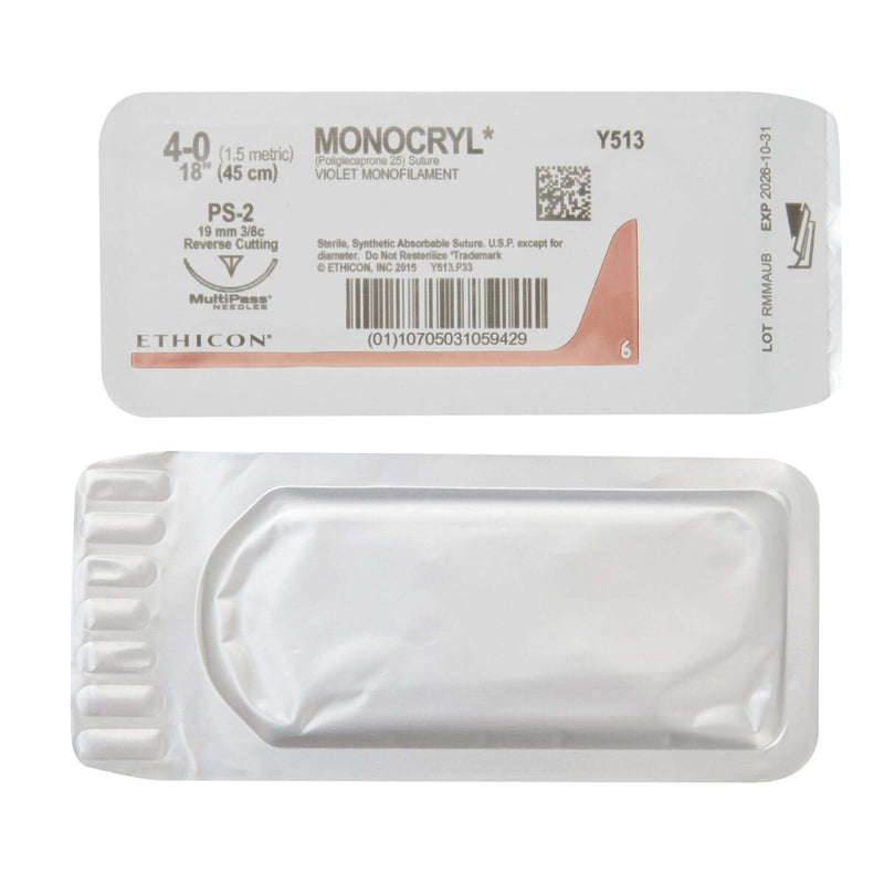 Monocryl Poliglecaprone PS-2 3/8 Circle Precision Reverse Cutting Needle Size 4-0 Monofilament | SurgiMac Dental Supply