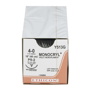 Monocryl Poliglecaprone PS-2 3/8 Circle Precision Reverse Cutting Needle Size 4-0 Monofilament | SurgiMac Dental Supply