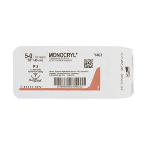 Monocryl Poliglecaprone P-3 3/8 Circle Precision Reverse Cutting Needle Size 5-0 Monofilament | SurgiMac Dental Supply