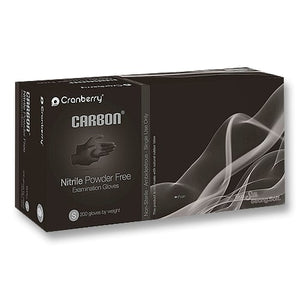Carbon Nitrile Exam Gloves: X-SMALL Powder-Free 200/Pk Finger Textured, Black