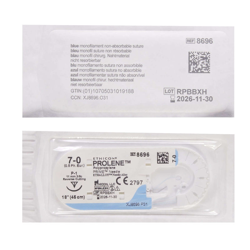 Prolene™ Polypropylene P-1 3/8 Circle Precision Reverse Cutting Needle Size 7-0 Monofilament | SurgiMac Dental Supply