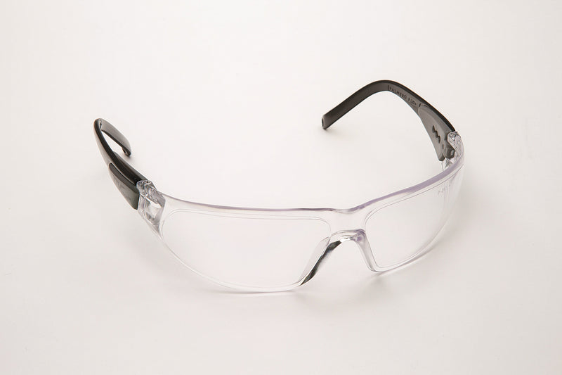 Safety Glasses, Black Frame/Clear Lens. Universal Size, 12/cs 3553