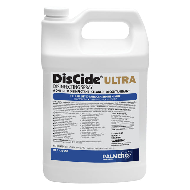 Palmero | DisCide Ultra 1 Gallon Disinfectant. Hospital-level, one-step, ready-to-use | 3565G-1