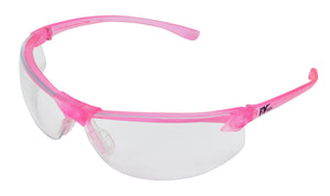 Wraparound Safety Glasses, Pink Frame/Clear Lens, Small/Narrow & Medium Fit, 12/bx 3604PC