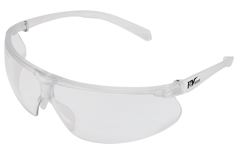 Wraparound Safety Glasses, Clear Frame/Clear Lens, Medium/Large Fit, 12/bx 3606C