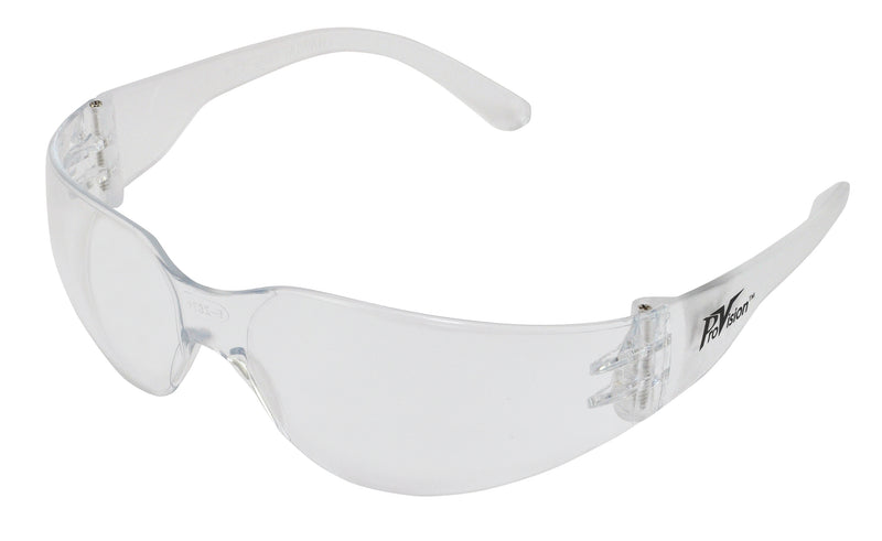Safety Glasses, Clear Frame/Clear Lens. Full size, 12/cs 3607C